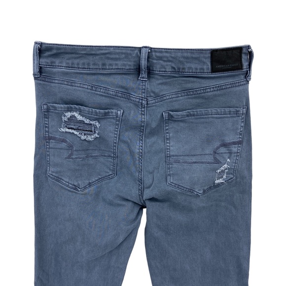 AMERICAN EAGLE Jeans Stretch Hi Rise Jegging Distressed Denim Gray - Picture 4 of 8